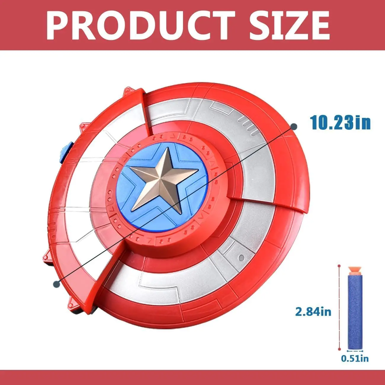 Captain America Dart Shooting Shield with Double Shoot Blaster and 10 Darts for Kids Boys Toddlers Gun Gift Birthday Party
