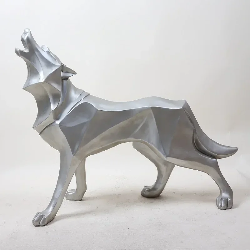 

Resin Abstract Wolf Figurines Nordic Geometric Animal Statue Living Room Decoration Home Desk Decor Sculpture Crafts