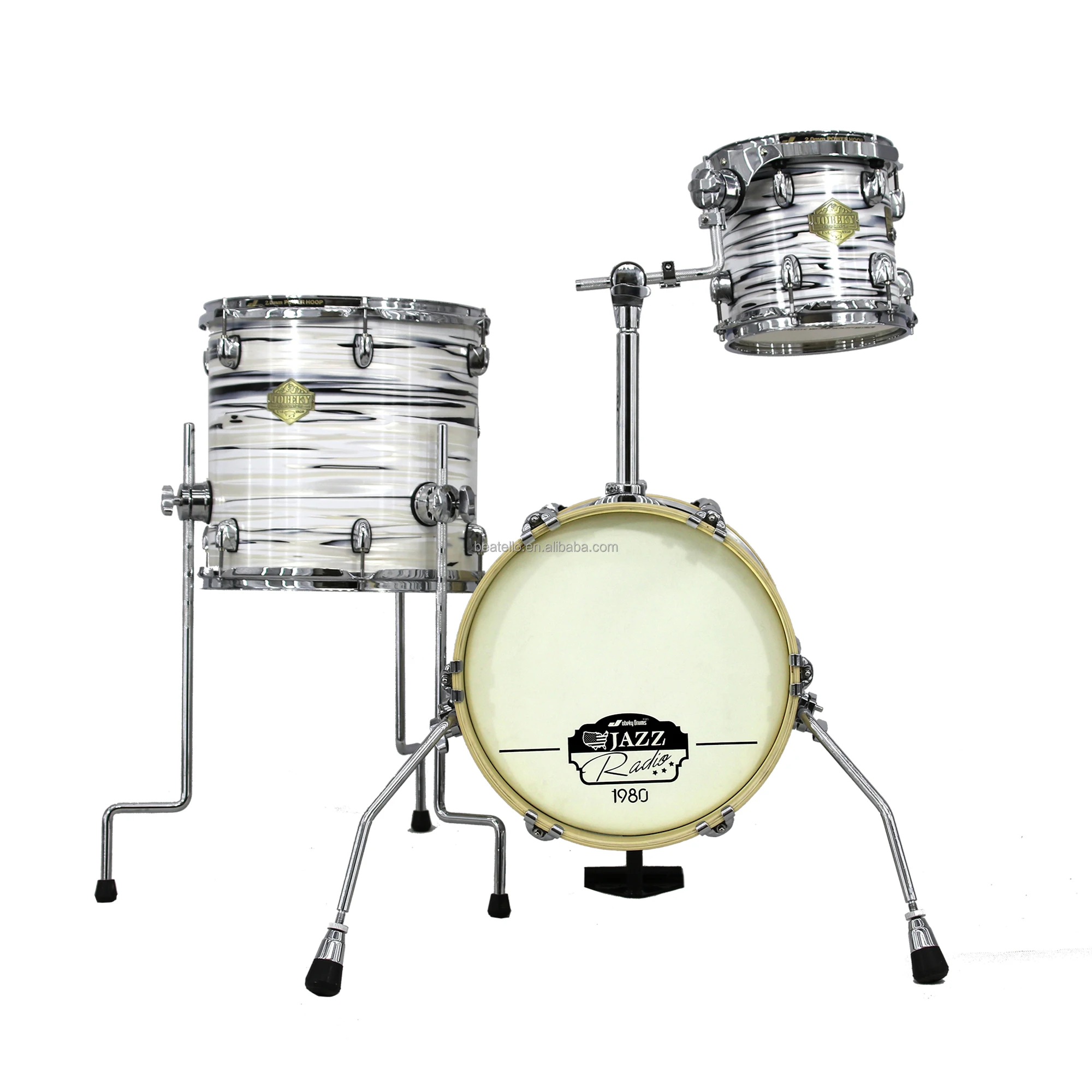JBK Small-sized 3Pcs Bass Drum & Tom-toms Drum Set Beginners High Quality Percussion Instrument Jungle Portable Set