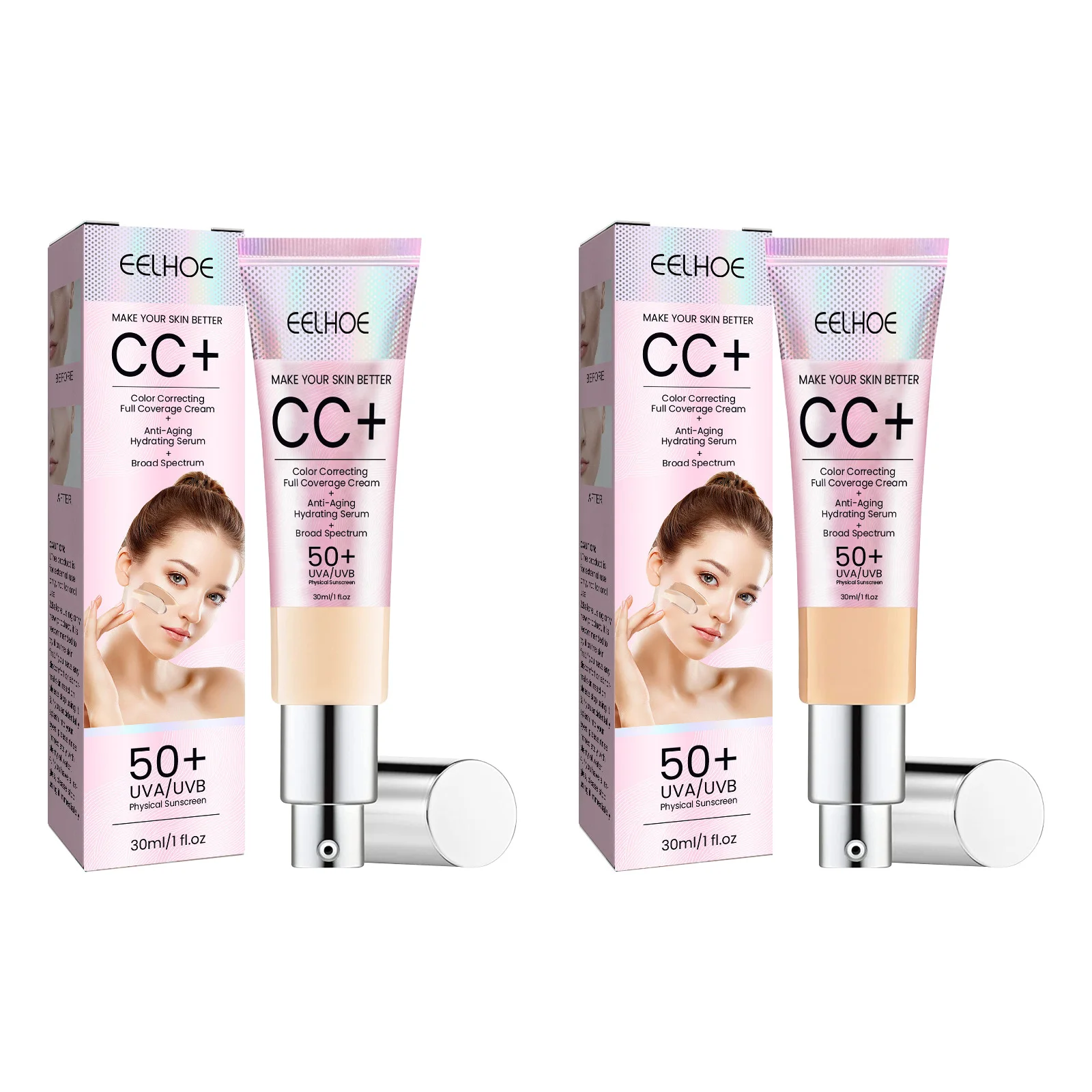 EELHOE Foundation CC Cream Waterproof Concealer Full Coverage Natural Oil-Control Whitening Cosmetics Long Lasting SPF 50 Makeup 2