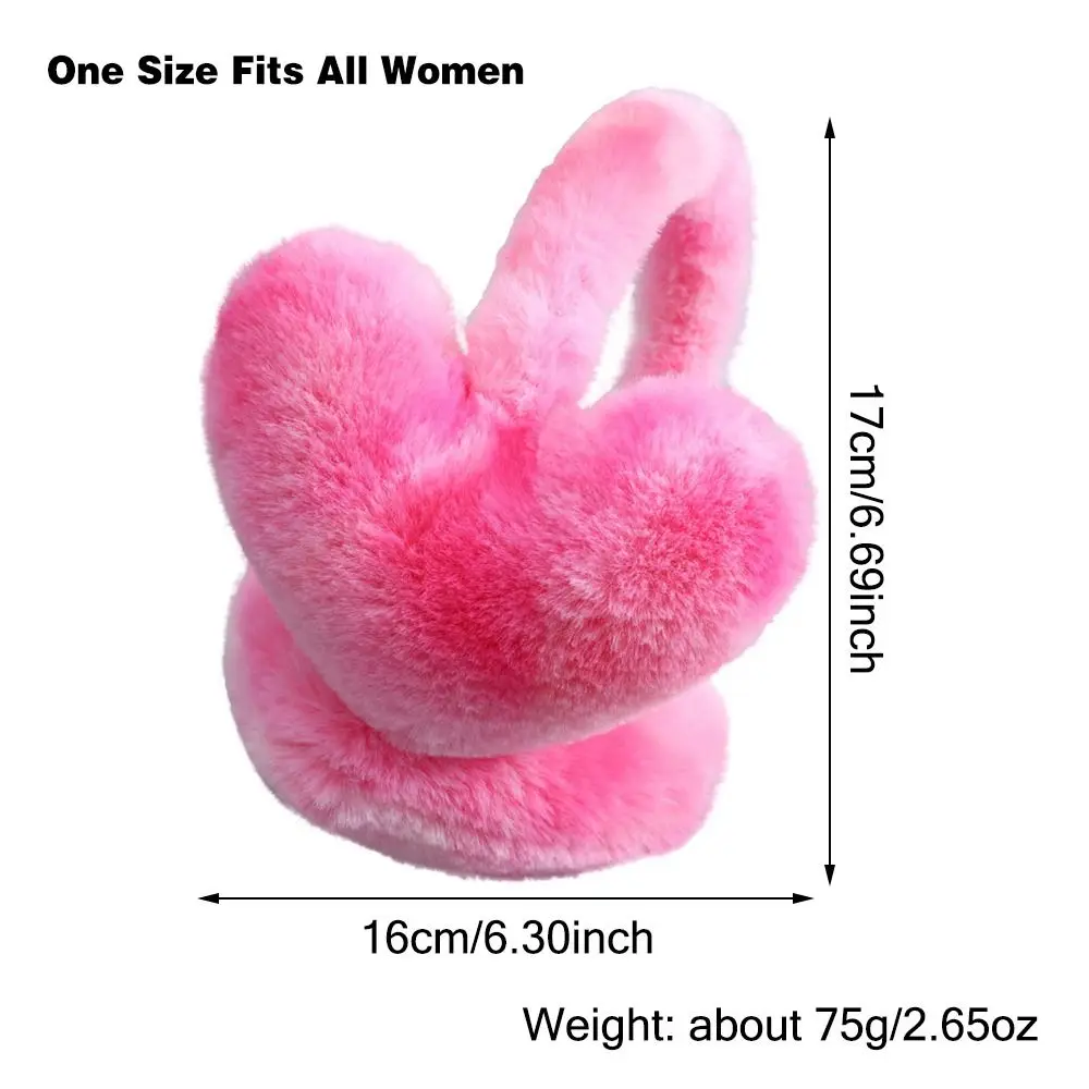 Plush Rainbow Heart Shaped Earmuffs for Women Winter