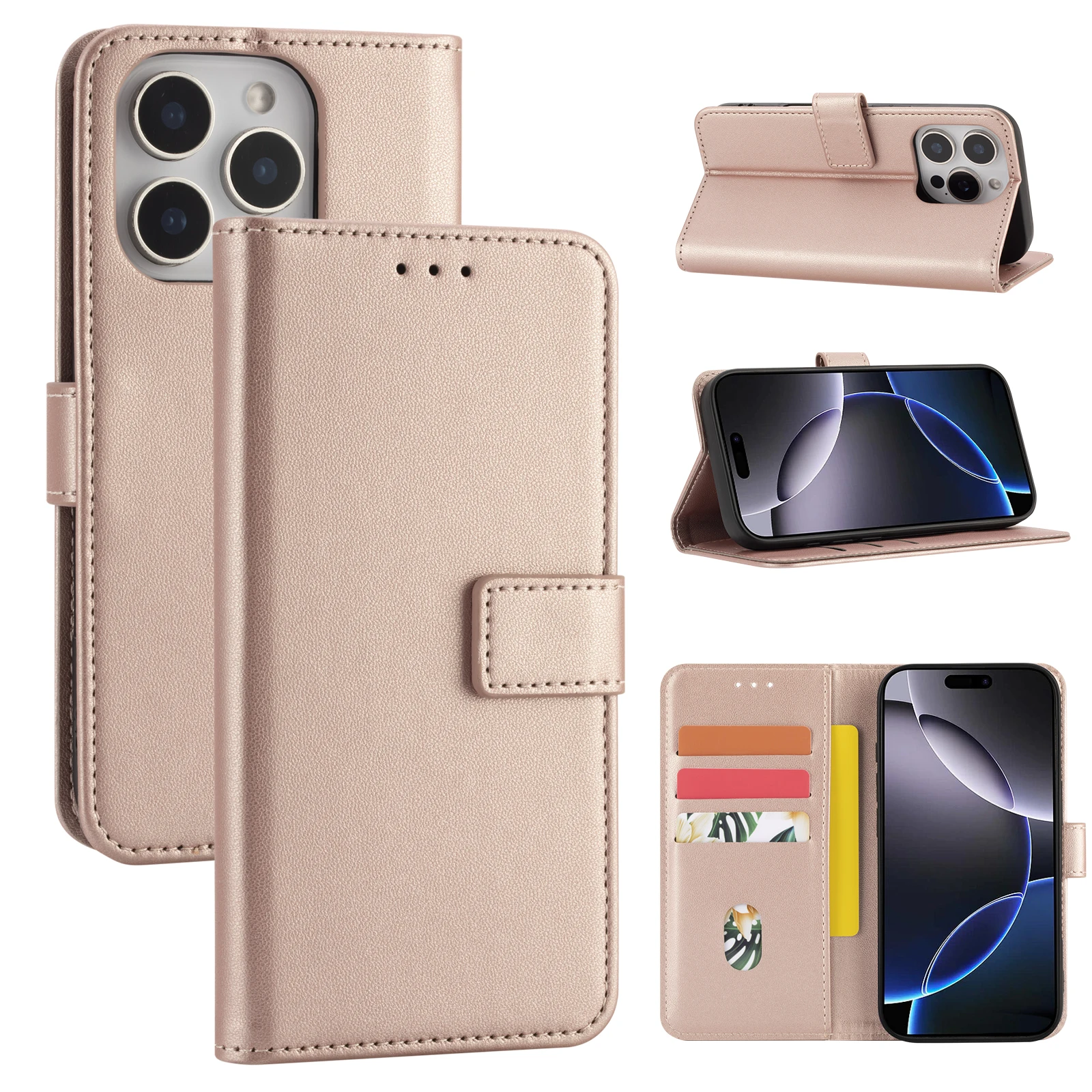 Elegant Faux Leather Flip Wallet Phone Case with Card Slot – Simple & Stylish Protective Cover