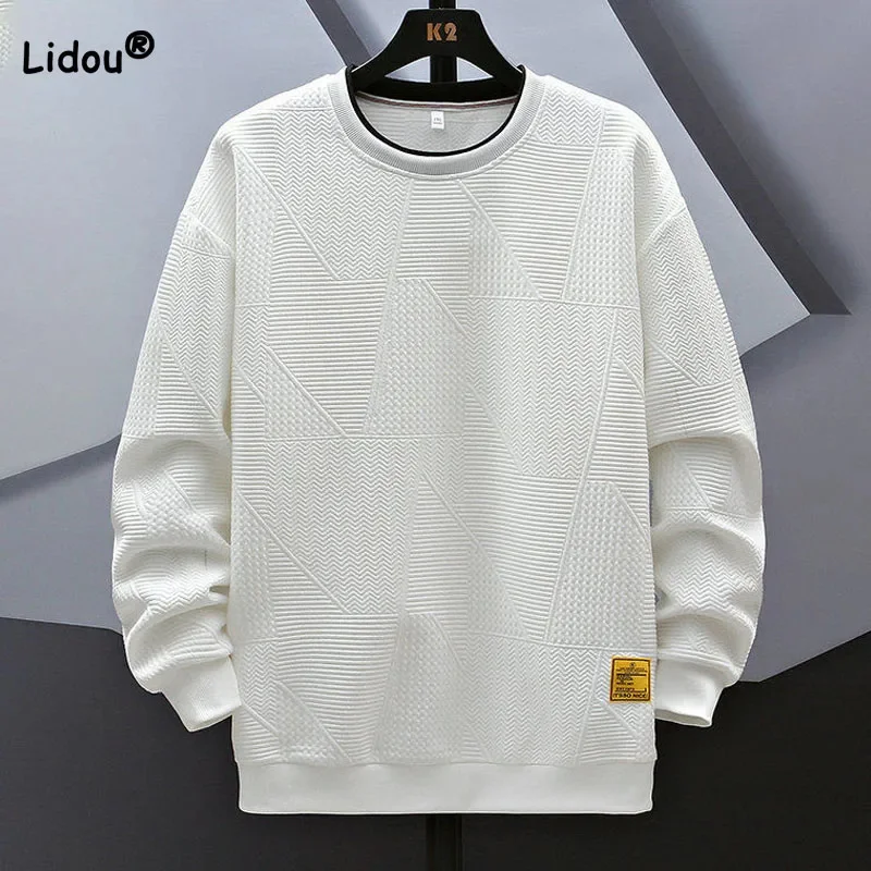 

Fashion Handsome Men's Solid Color Sweatshirts Autumn Winter Trend All-match Round Neck Long Sleeve Pullovers Tops Male Clothes