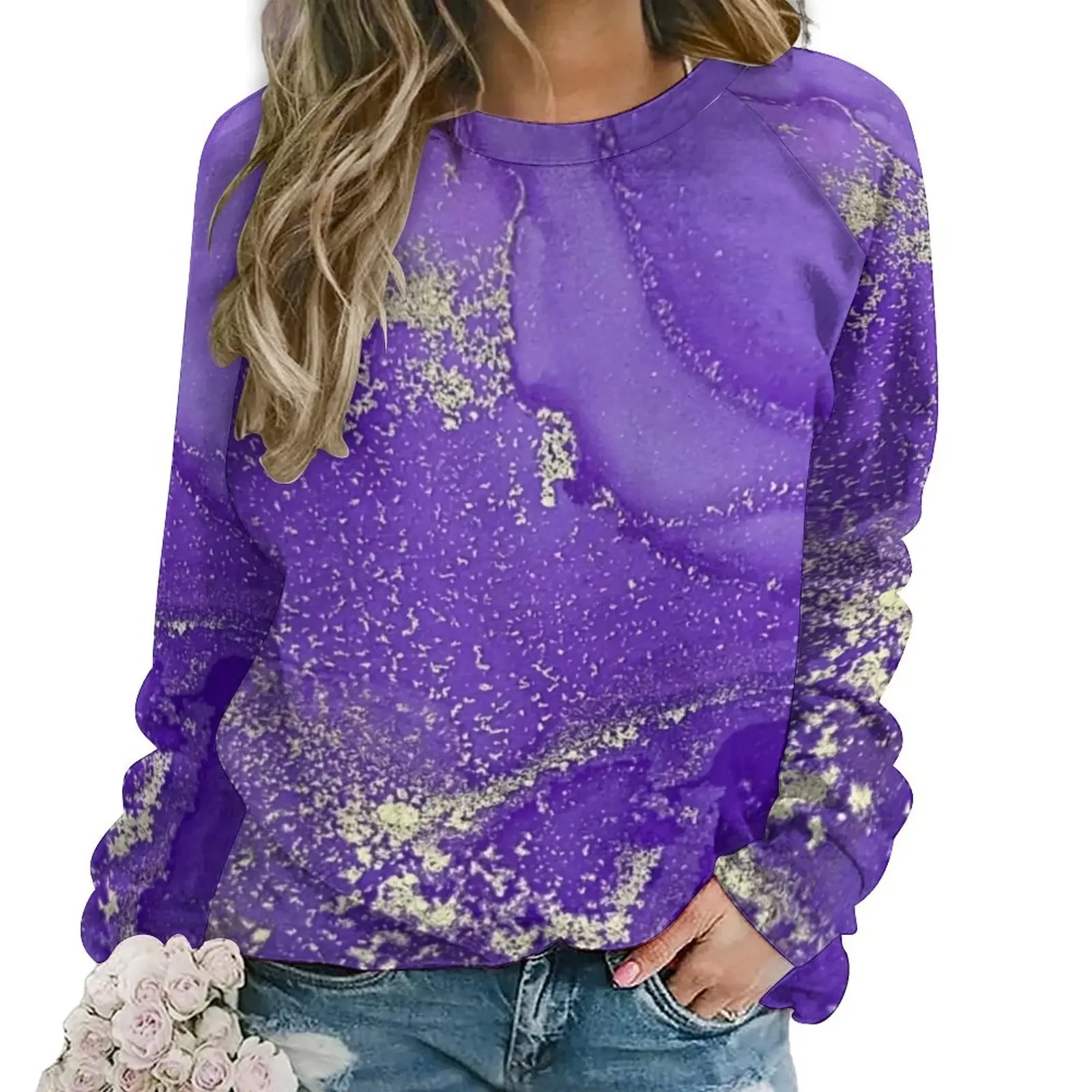 

Purple And Organic Marble Hoodies Spring Abstract Ink Art Fashion Oversize Hoodie Long Sleeve Funny Graphic Casual Sweatshirts
