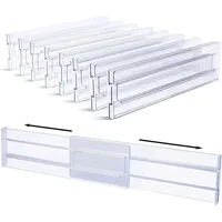 Drawer Dividers Organizers, Adjustable 8cm High Expandable from 27.5-52cm Kitchen Drawer Organizer, Clear Plastic 1