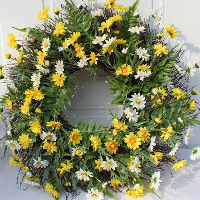 

67JE 22Inch Wreaths Artificial Flower Spring Wreath for Front Door Window Wall