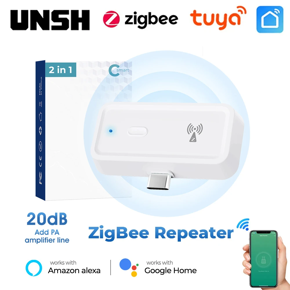 Tuya ZigBee type-C Signal Repeater Signal Amplifier Extender for Smart Life ZigBee Gateway Smart Home Assistant Automation