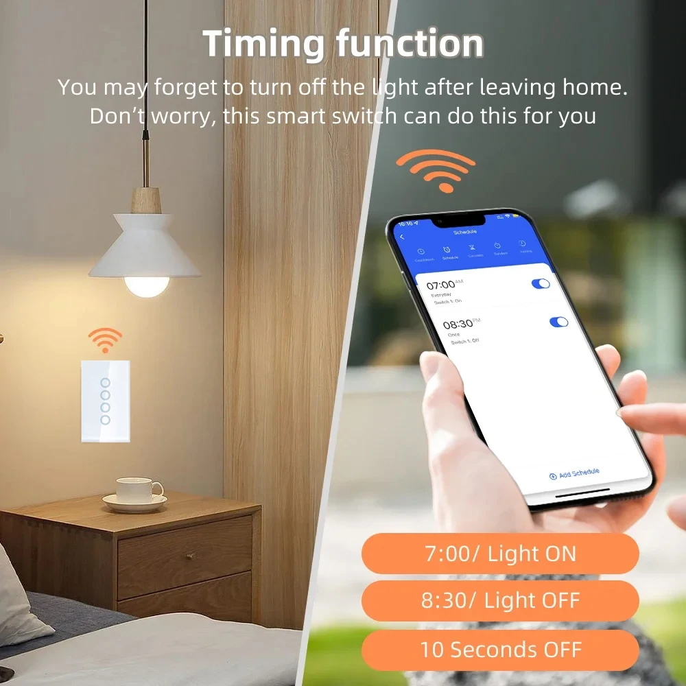 Tuya ZigBee WiFi Smart Light Switch 1 2 3 4 gang 2500W Touch Switch With Neutral Wire Smart Life Control Via Alexa Google Home