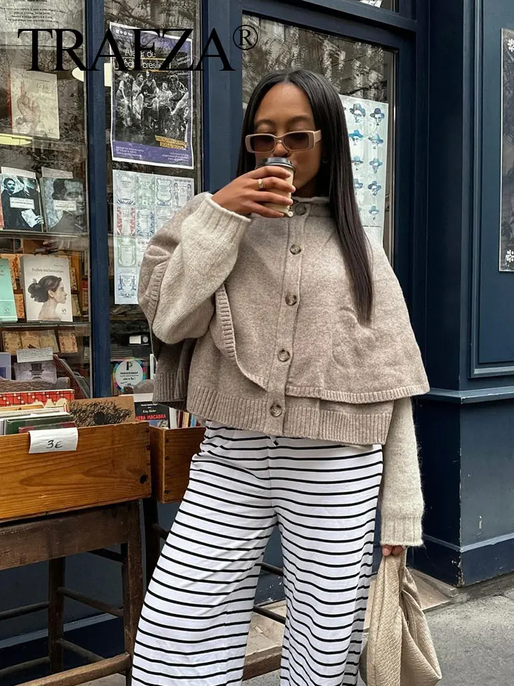 HH Women Casual Knitted Cardigan Oversize Loose O Neck Coat Single Breasted O Neck Long Sleeve Cropped Sweaters Jacket