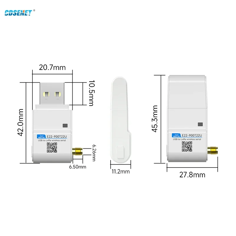 868.125MHz 915MHz Lora Wireless Module CDSENET E22-900T22U with Antenna 22dbm LBT RSSI Long Distance 5Km USB Low Power wireless module