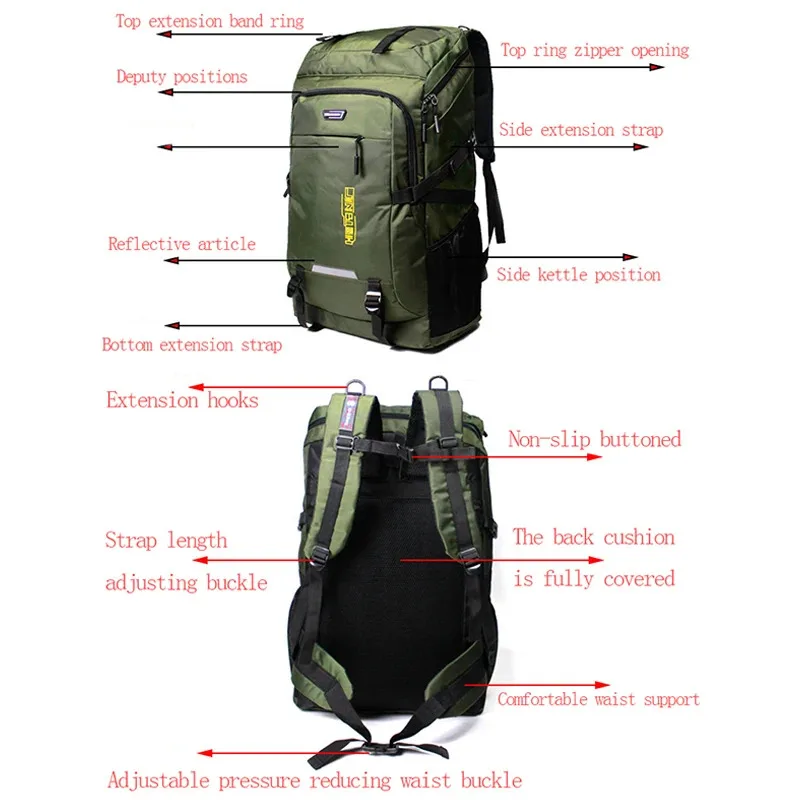 Men's Outdoor Sports Backpack Climbing Travel Rucksack Camping Hiking Backpack School Backpack For Male Female - 5