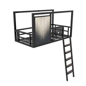 Wrought iron elevated bed Loft hanging  Iron frame Small apartment style painting hammock Duplex second floor