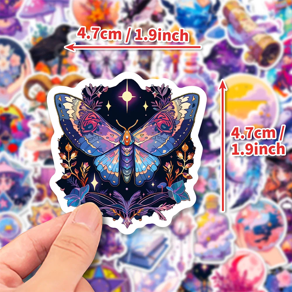 10/30/50pcs Purple Magic Witch Graffiti Stickers Kids Toys Cartoon Decals Laptop Phone Scrapbook Suitcase Car Decoration Sticker