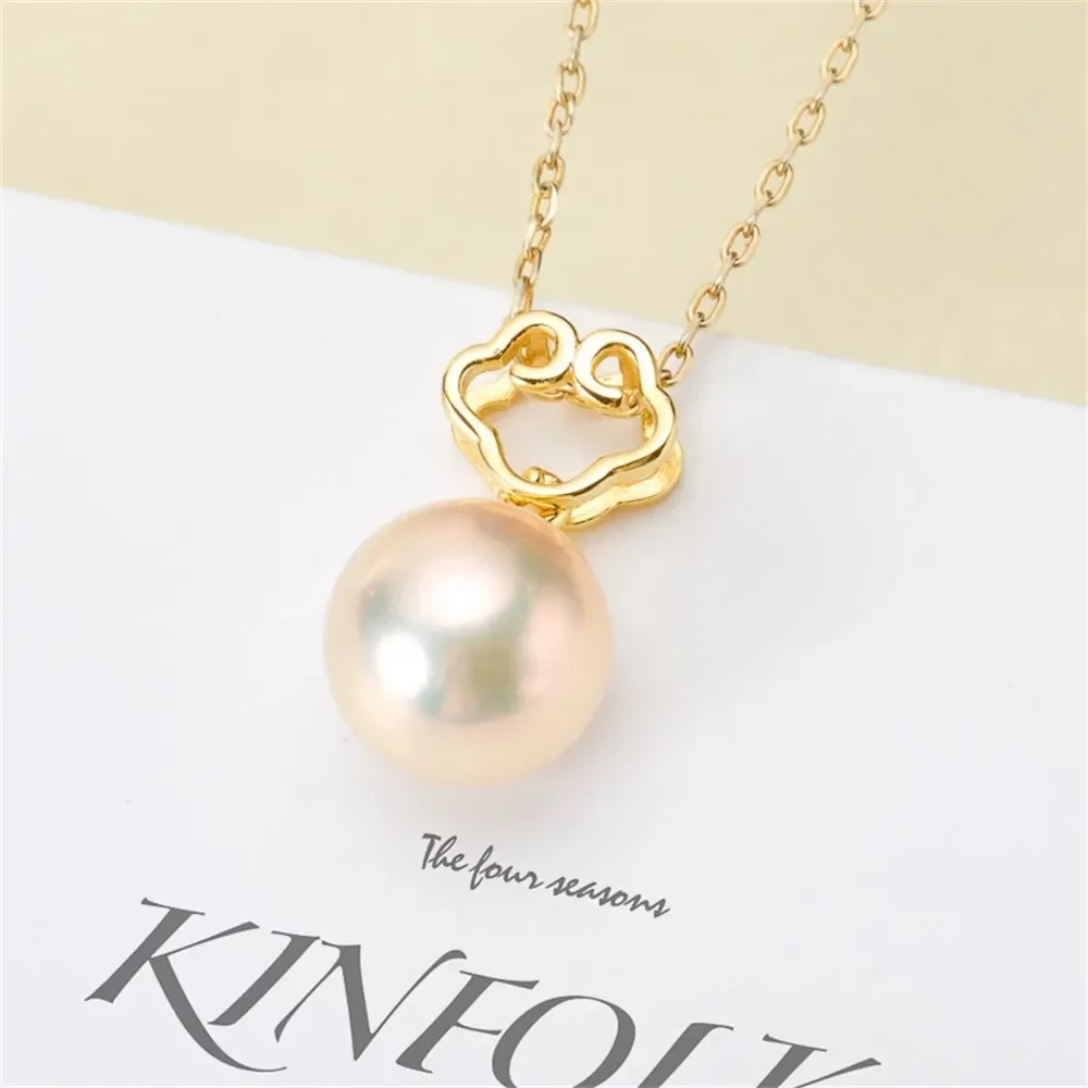 

DIY Pearl Accessories S925 Sterling Silver Pendant Empty Gold-plated Fashion Necklace Pendant Fit 8-11mm Oval Beads D073