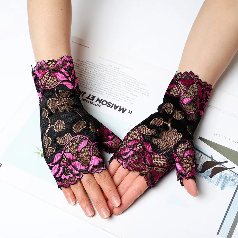 New Sailor Dance Long Fingerless Womens Sexy Lace Gloves Ladies Dance Half Finger Fishnet Gloves Heated Mesh Mitten Handscho