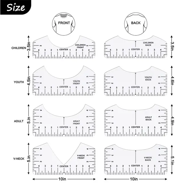 5Pcs T-Shirt Ruler Guide Set, T-Shirt Alignment Rulers to Center Designs,  Craft Ruler Guiding Tool for Vinyl Heat Press Cricut - AliExpress
