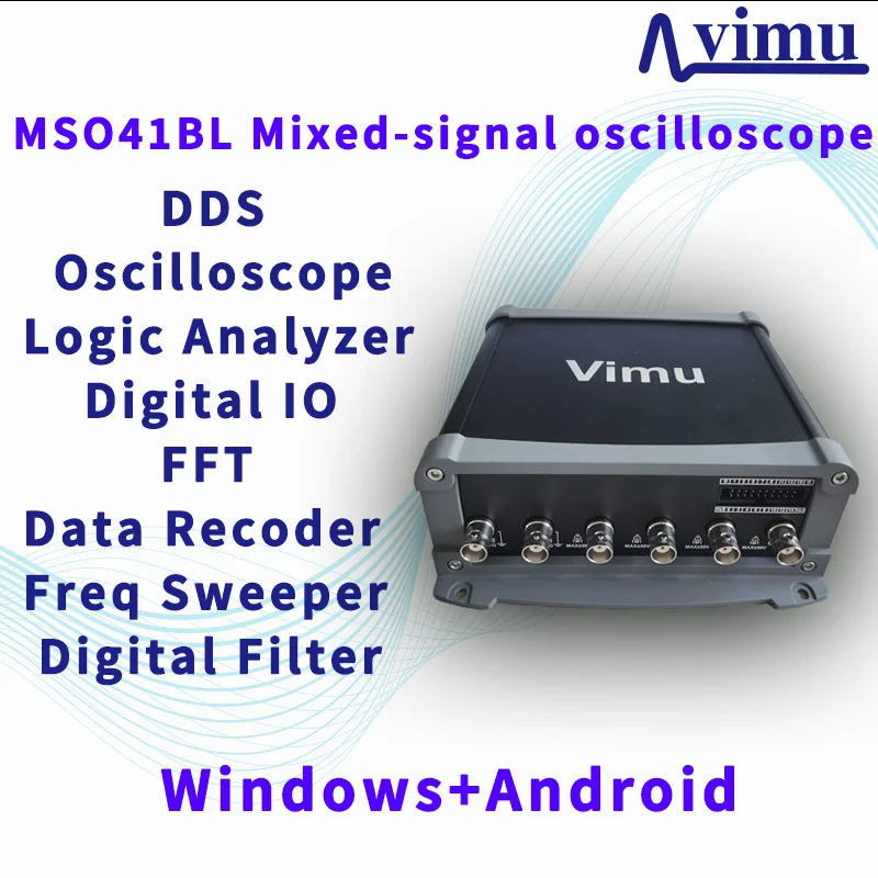 vimu MSO41 12 Bit Four-Channel USB Oscilloscope Android Oscilloscope Logic Analyzer DDS Sweeper 12 Bit High Speed Card digital oscilloscope