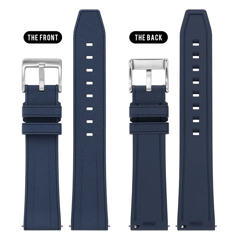 Premium FKM Rubber Strap - Quick Release, Soft, Comfortable, Waterproof