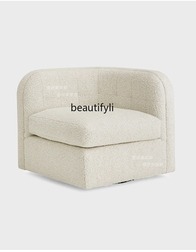

Nordic Lambswool Single-Seat Sofa Chair Simple Chic Style Single Square Corner Sofa Light Luxury Fabric Leisure Chair