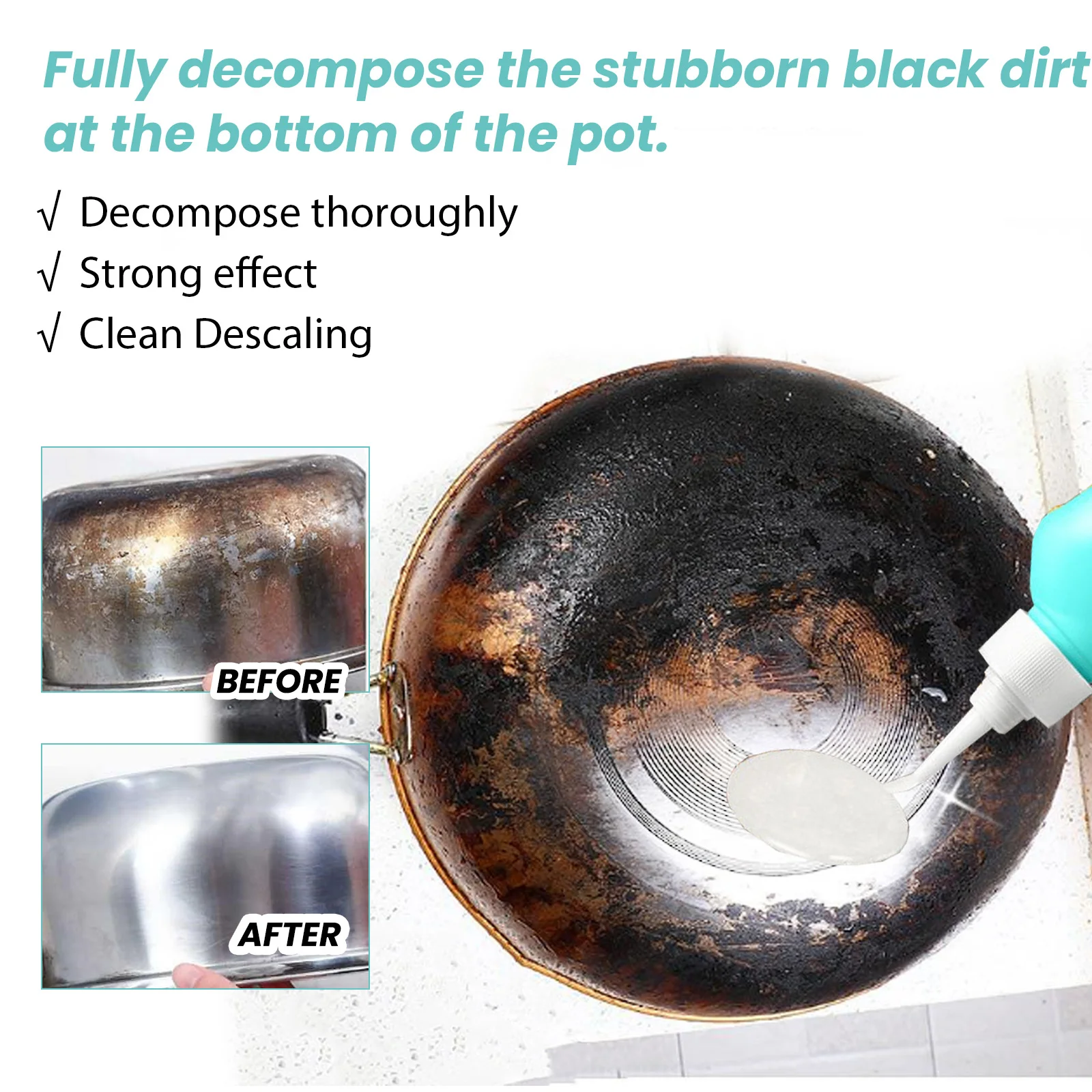 Pot Bottom Rust Remover Strong Degreasing Descaling Kitchen Gel Cleaner