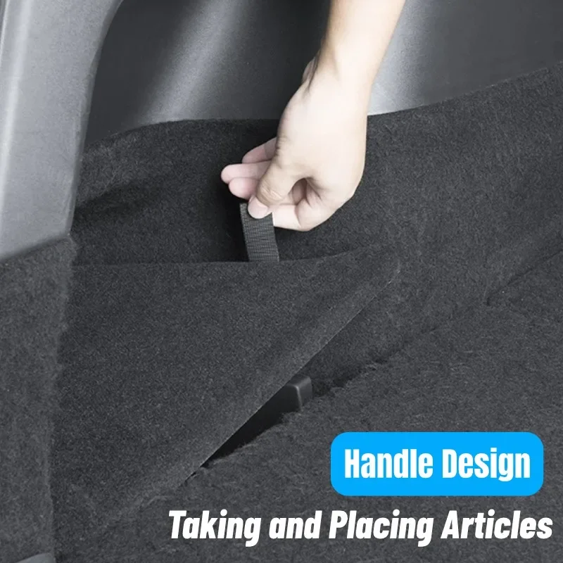 Car Trunk Side Storage Box for Tesla Model Y-24 Hollow Cover Organizer Flocking Mat Partition Board Stowing Tidying