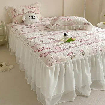 여름용 라텍스 침대 시트 스커트, 시원한 부드러운 매트, 세탁 가능 매트, 매트리스 보호대 커버, 귀여운 소녀 싱글 더블 침대, 홈 데코