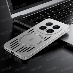 Hollow Metal Heat Dissipation Magnetic Phone Case - Breathable Cooling Shockproof Cover - Honor 600 Pro (Silver)