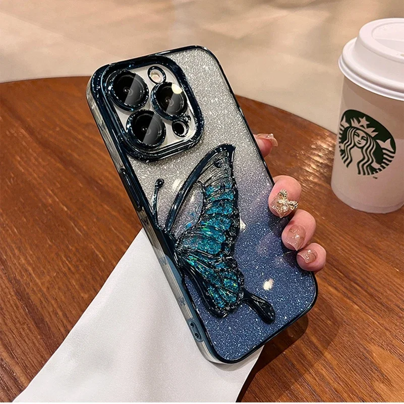 Luxury Glitter Quicksand Butterfly Clear Phone Case