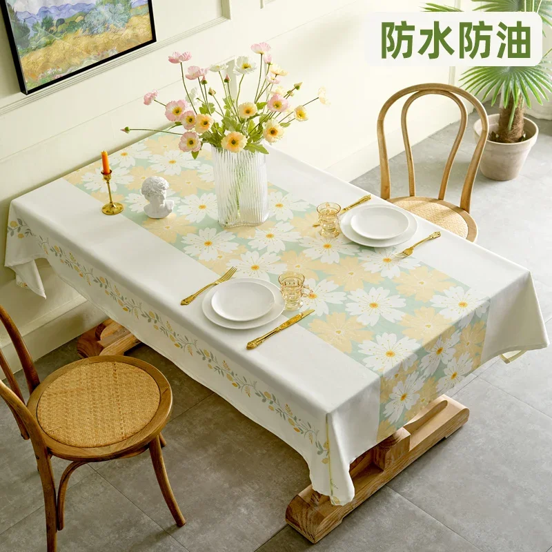 

Waterproof, oil resistant, and washable rectangular dining table cloth with floral ins light luxury style dining table cloth