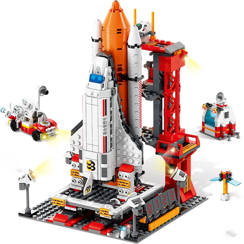 

City Space Shuttle Launch Center Rocket Building Blocks Saturn Mars Spaceship Astronaut Figure Bricks Set Children Toys Gifts