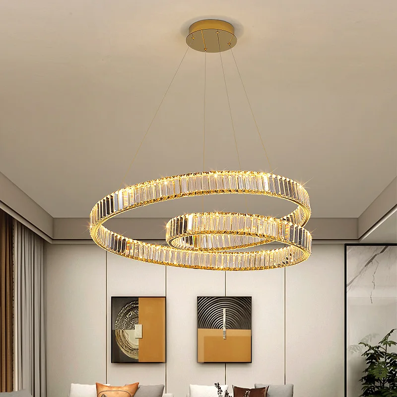 

Modern Luxury Lustre LED Crystal Pendant Light Dimmable Suspension Lamp for Living Room Bedroom Study Hanging Lighting Fixtures