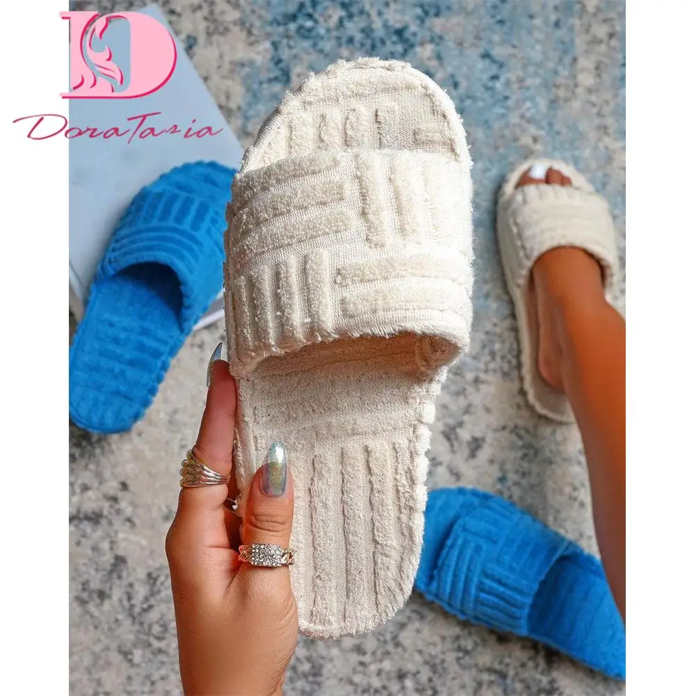 DoraTasia Dropshipping Brand New Ladies Platform Slippers Flat Low Heel Solid Summer women's Slippers Casual Soft Shoes Woman