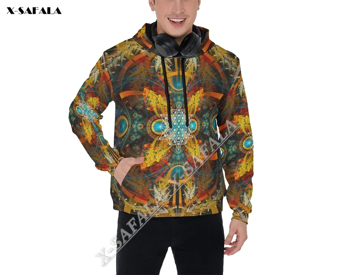 

Rave Aesthetic Goldenflower Psychedelic Mandala 3D Print Zipper Hoodie Men Pullover Sweatshirt Hooded Jersey Tracksuits Outwear