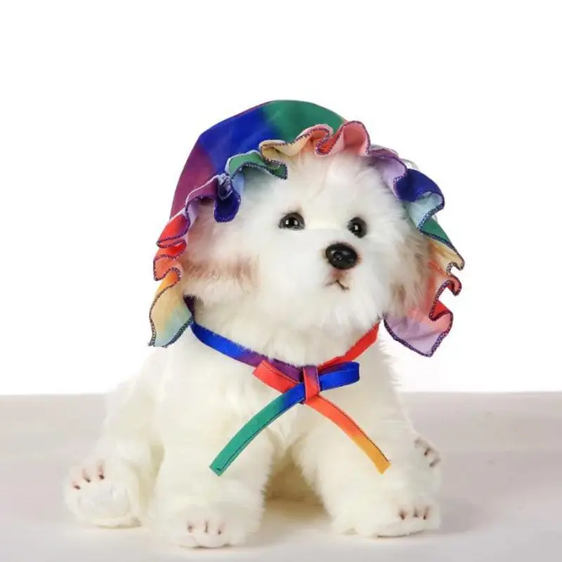 New Spring and Summer Pet Skirt Sun Hat Durable Breathable Puppy Kitten Lace Tie Hat Pet Clothing
