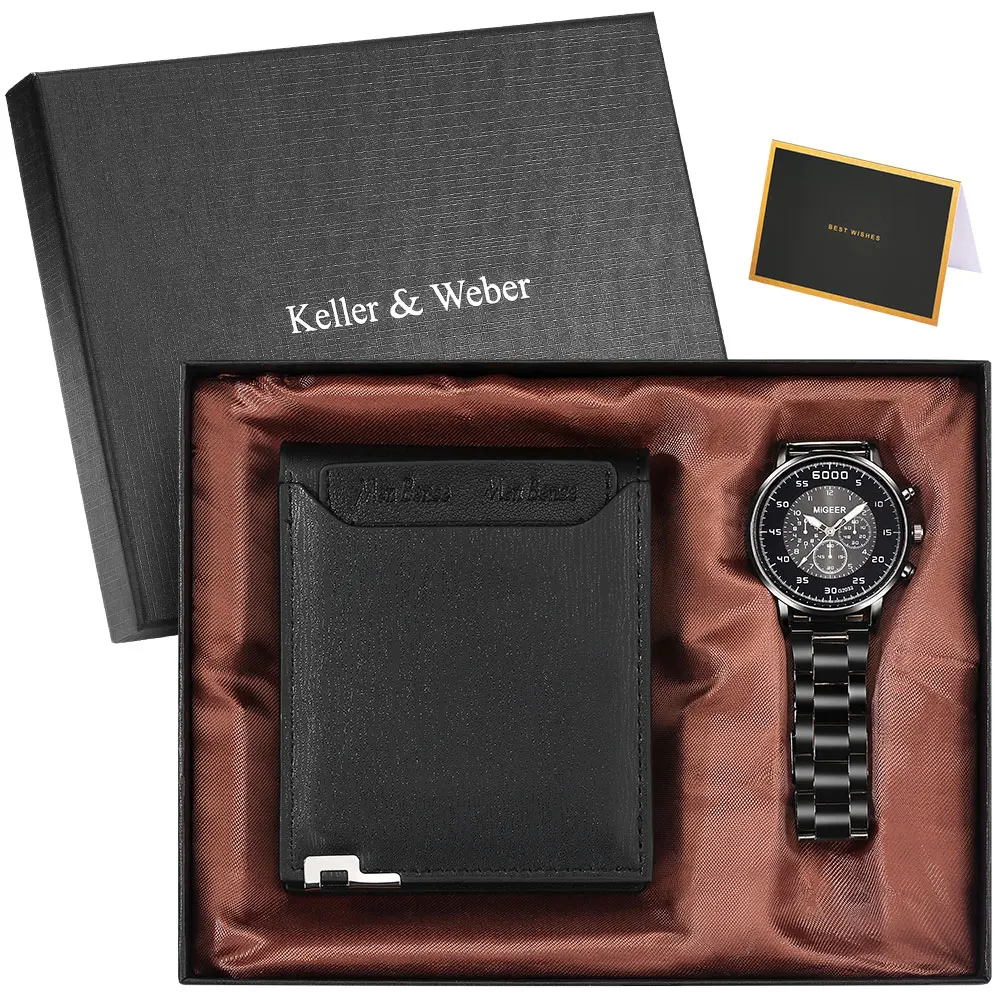 Wallet Watch Gifts for Men Clock Male Fashion Black Men's Wallet Money Bag Credit Card Holder Dollar Bill Wallet Watch Carteira 4pockets 20pages yugioh sky striker ace roze card album card case game storage box case collection holder gifts cosplay 1953