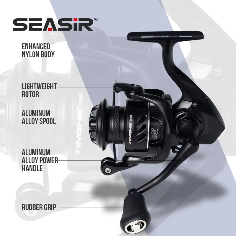 SEASIR TINGHE Spinning Fishing Reel 5+1BB 10KG Drag 5.2:1 Seawater-Proof Aluminum Power Handle High-Quality Lightweight Coil