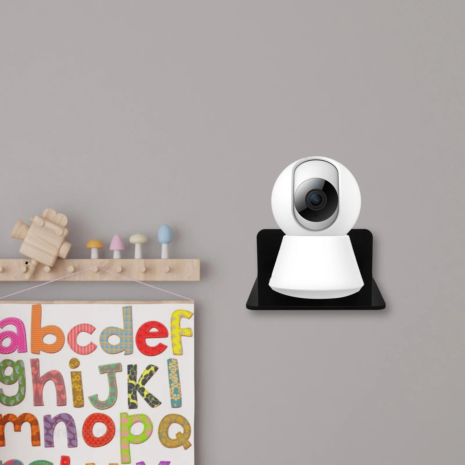 3 Pcs Floating Wall Shelf Webcam Mount Baby Monitor Small Storage Speaker Bracket Hide Cables Save Space Children