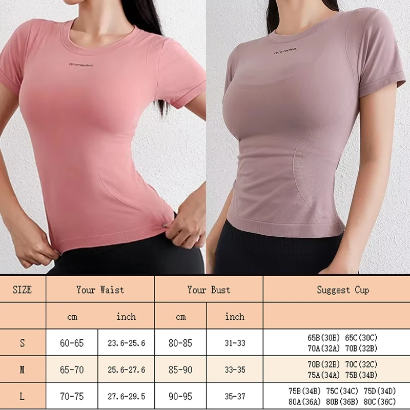 PofyBofy Quick-drying Crew Neck Short Sleeve Yoga Fitness Shirt Soft Breathable Gym Running Workout Tops for Women yoga top,yoga shirt,sports shirt