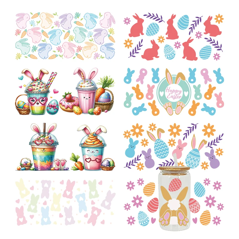 Easter UV DTF Transfer Happy Juice Printed Sticker For The 16oz Libbey Glasses Wraps Bottles D28552