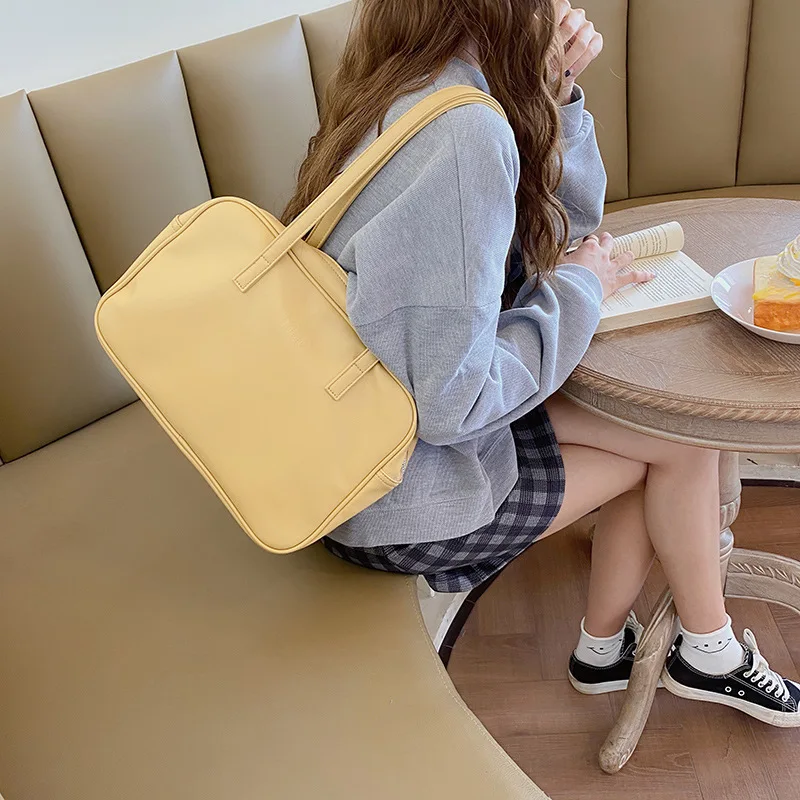 

Korean Ins Preppy Style PU Shoulder Bag Japanese Large JK Uniform Students Schoolbag Tote Satchels Bag for Woman Girl Handbag