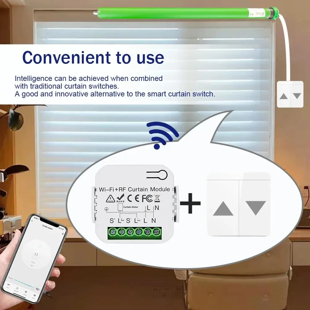 Tuya WiFi Smart Curtain Switch Alexa Google Home Voice Controllers Roller Blinds Shutter Motor Smart Life APP Remote Control