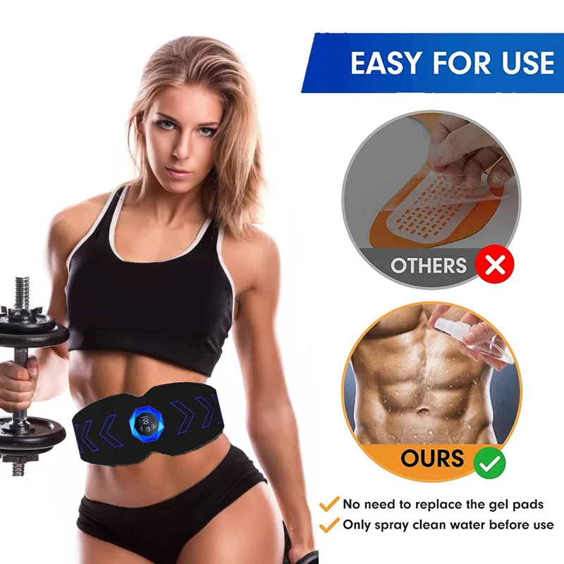Muscle Stimulator Abdominal Muscle Stimulator Abs Slimming Belt EMS Abdominal Muscle Stimulator Smart Fitness Muscle Toner Stimulation For Body Shaping Weight Loss Fat Burn