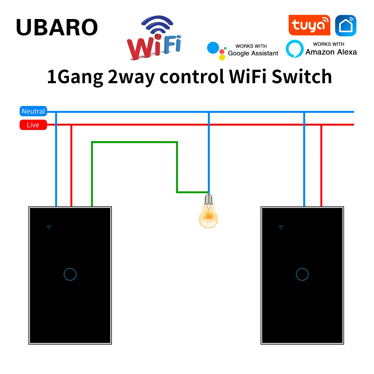 Interruptor Touch Tuya com Sensores Funciona com o Google Home Controle de Voz Alexa Wi-fi Eletrodoméstico Inteligente Need Neutral 1gang 2way 118 us