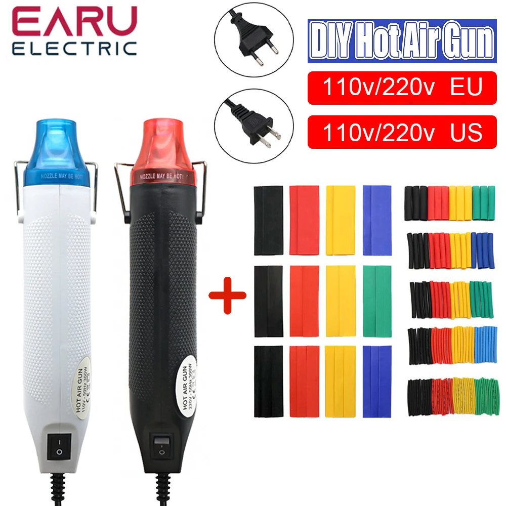Hot Air Gun EU US 110V 220V DIY Using Heat Gun Electric Power Tool Hot Air 300W Temperature Gun With Supporting Seat Shrink Plastic DIY Tool