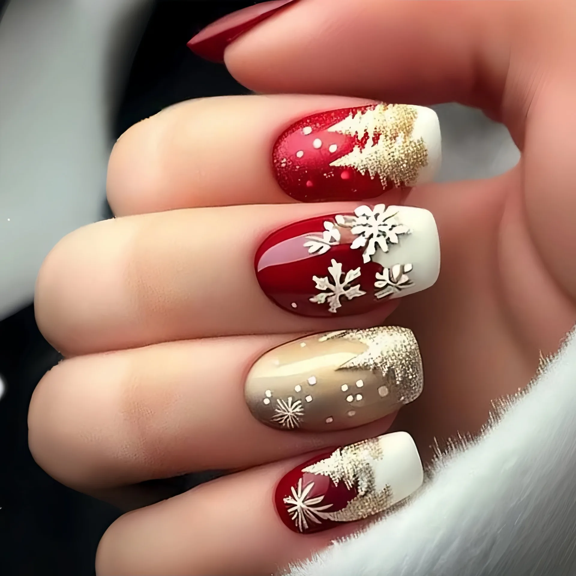 Medium fake nails for Christmas party 2