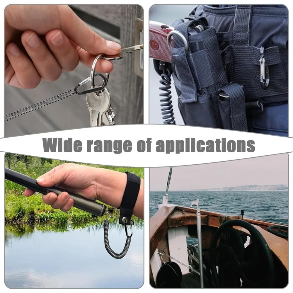 Tactical Retractable Elastic Lanyard Set - Anti-Loss Keychain