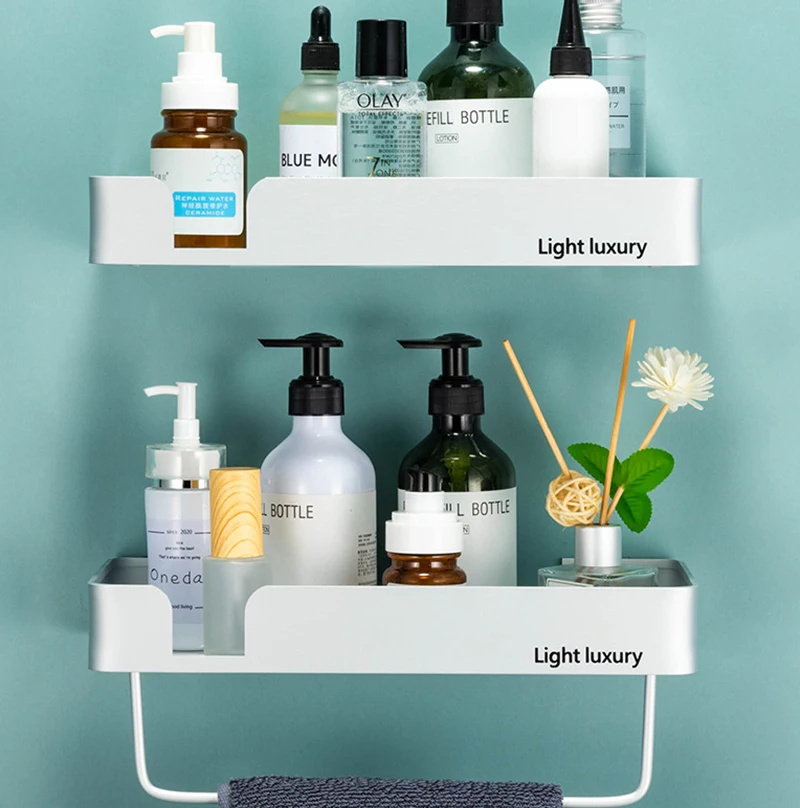 Bathroom Shower Caddy Aluminum Wall-Mounted Bathroom Shelf Shampoo