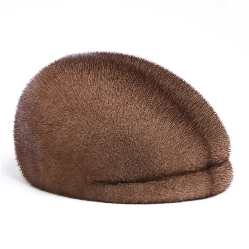 2022 Cappello Di Pelliccia Di Visone Per Uomo Russia Berretto Di Pelliccia Di Visone Naturale Vero Per Uomo Invernale Cappello Di Visone Soffice Caldo
