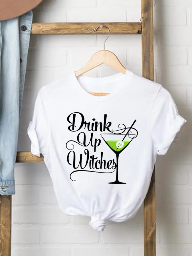 

Women Graphic Ladies Print Tee Clothing Lady Fall Autumn Funny Cartoon Witch Style Halloween Thanksgiving Female T T-shirts