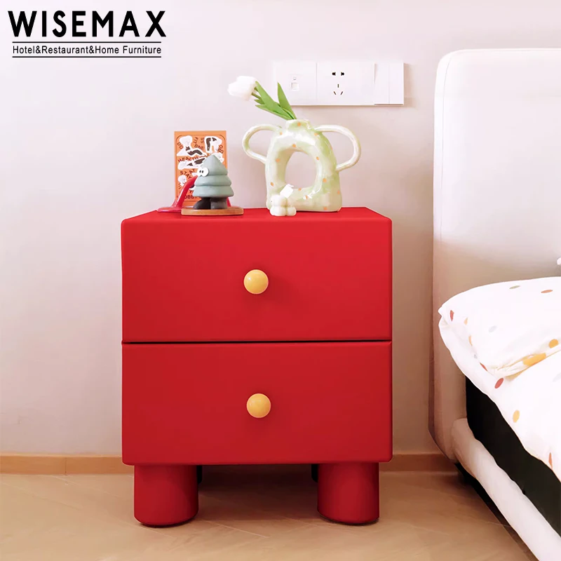 Kid nordic simple design home kid bedside table solid wood frame colorful children nightstand for living room